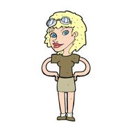 cartoon retro pilot woman N12