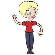 Cartoon Woman Waving N379