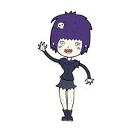 cartoon waving vampire girl N23