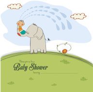 baby shower card with little boy N32