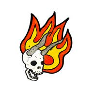 Cartoon Flaming Skull N44