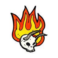 Cartoon Flaming Skull N45