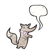 cartoon wolf with speech bubble N60