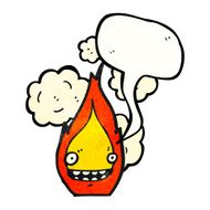flame cartoon character with speech bubble N8