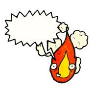 flame cartoon character with speech bubble N9