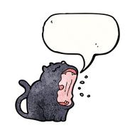 funny cartoon black cat with speech bubble N2