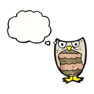 cartoon owl with thought bubble N82