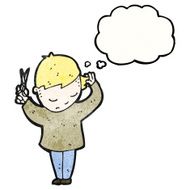 cartoon boy cutting hair N2