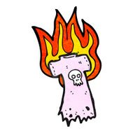 burning skull tee cartoon N2