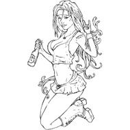 cartoon rock girl with beer N2