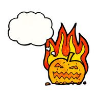 cartoon flaming pumpkin N10