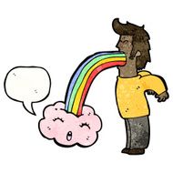 man vomiting out rainbow cartoon