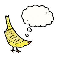 cartoon bird with thought bubble N372