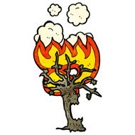 burning spooky tree cartoon N2