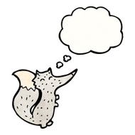 cartoon little wolf with thought bubble N42