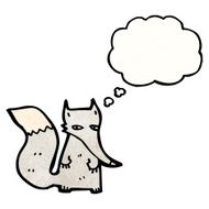 cartoon little wolf with thought bubble N43