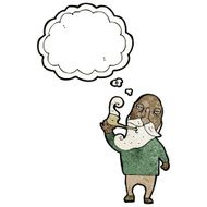 cartoon old man with thought bubble N36