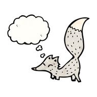 cartoon little wolf with thought bubble N44