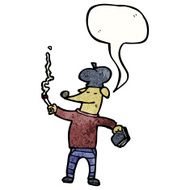 cartoon cool french dog smoking cigarette N2