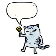 cartoon cat with flower N2