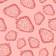 Vector Seamless Pattern of Sketch Strawberries