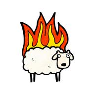 cartoon sheep on fire N2
