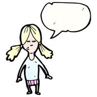 cartoon blond girl with speech bubble N4