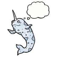 happy cartoon narwhal N7