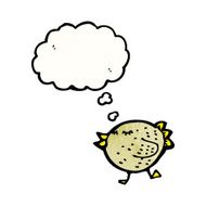 cartoon bird with thought bubble N375