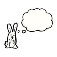 cartoon rabbit with thought bubble N121
