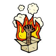 flaming hand in box cartoon N2