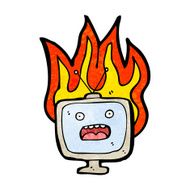 burning tv set cartoon N2