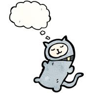 cartoon cat with thought bubble N158