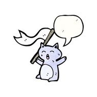 funny cartoon cat waving flag N2