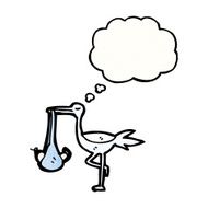 Cartoon Stork With Baby N13