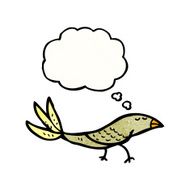 cartoon bird with thought bubble N376