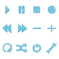Vector Set of Blue Paint Audio Player Buttons