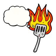 cartoon flaming spatula N2