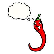 cartoon chili pepper with thought bubble N3