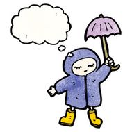 cartoon girl in rain coat N3