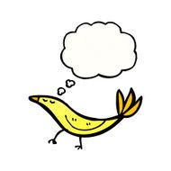 cartoon bird with thought bubble N377