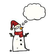 cartoon snowman with thought bubble N9