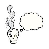 cartoon skull with thought bubble N79