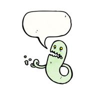 cartoon ghost with speech bubble N43