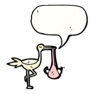 Cartoon Stork Carrying Baby N10