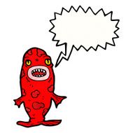 cartoon pirana with speech bubble N2