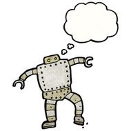 cartoon robot with thought bubble N208