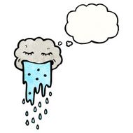 Cartoon Raincloud With Thought Bubble N13