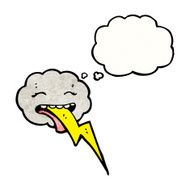 Cartoon Raincloud With Thought Bubble N15