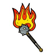 flaming mace weapon cartoon N4
